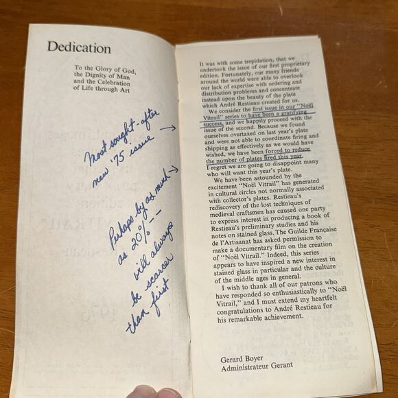 Limoges D'Arceau Noel Vitrail Dans La Creche Plate 1976 Christmas Box Cert Auth - Picture 4 of 16